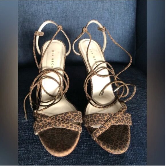 Mia Becar Animal Print Suede High Heel Lace Up Sandals size 39 US 9 - Picture 13 of 13